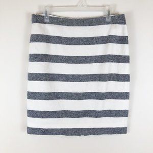 The Pencil Skirt Linen Blend Basketweave Striped
